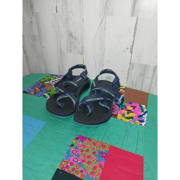 CHACO WOMENS Z/CLOUD ADJUSTABLE STRAP SANDAL IN BLUE/BLACK/GREEN COLORS SIZE 8 - Picture 4 of 9